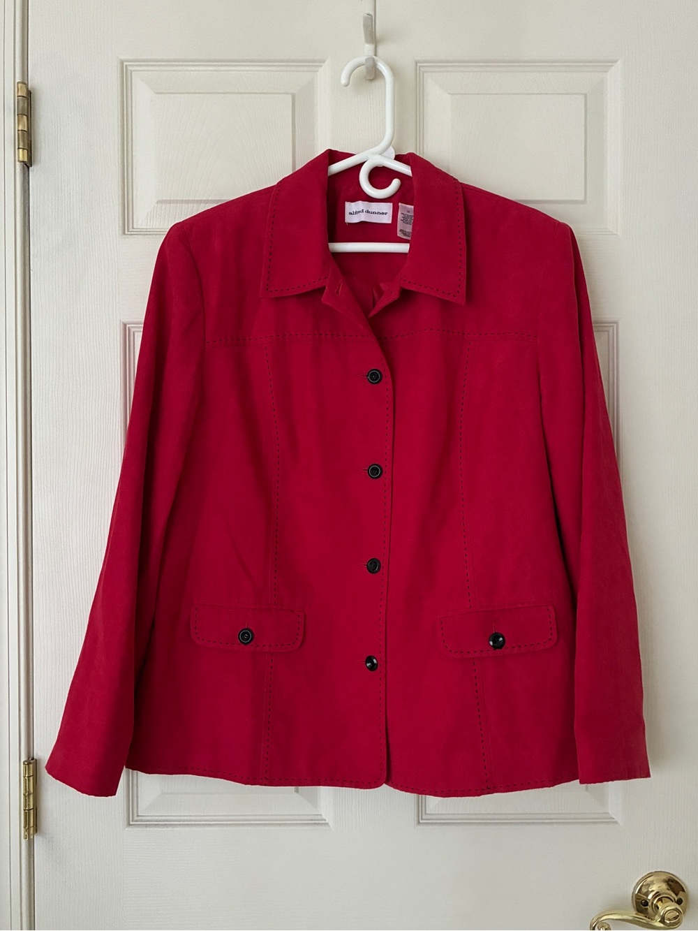 Alfred Dunner Jacket Red with Black Contrast Stitching Size 16